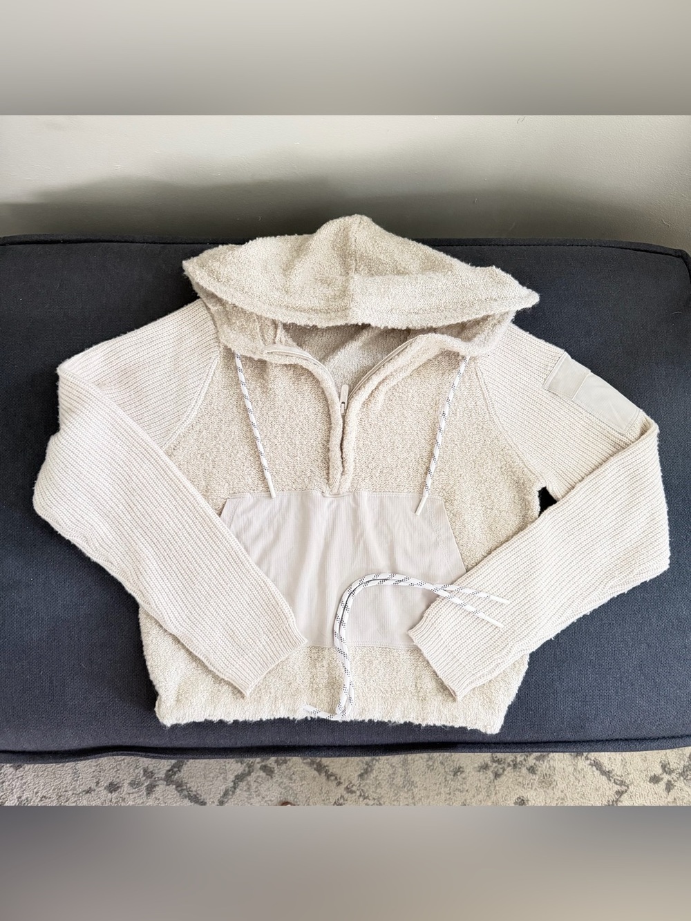 FLX Cream Sherpa Quarter-Zip Pullover Hoodie